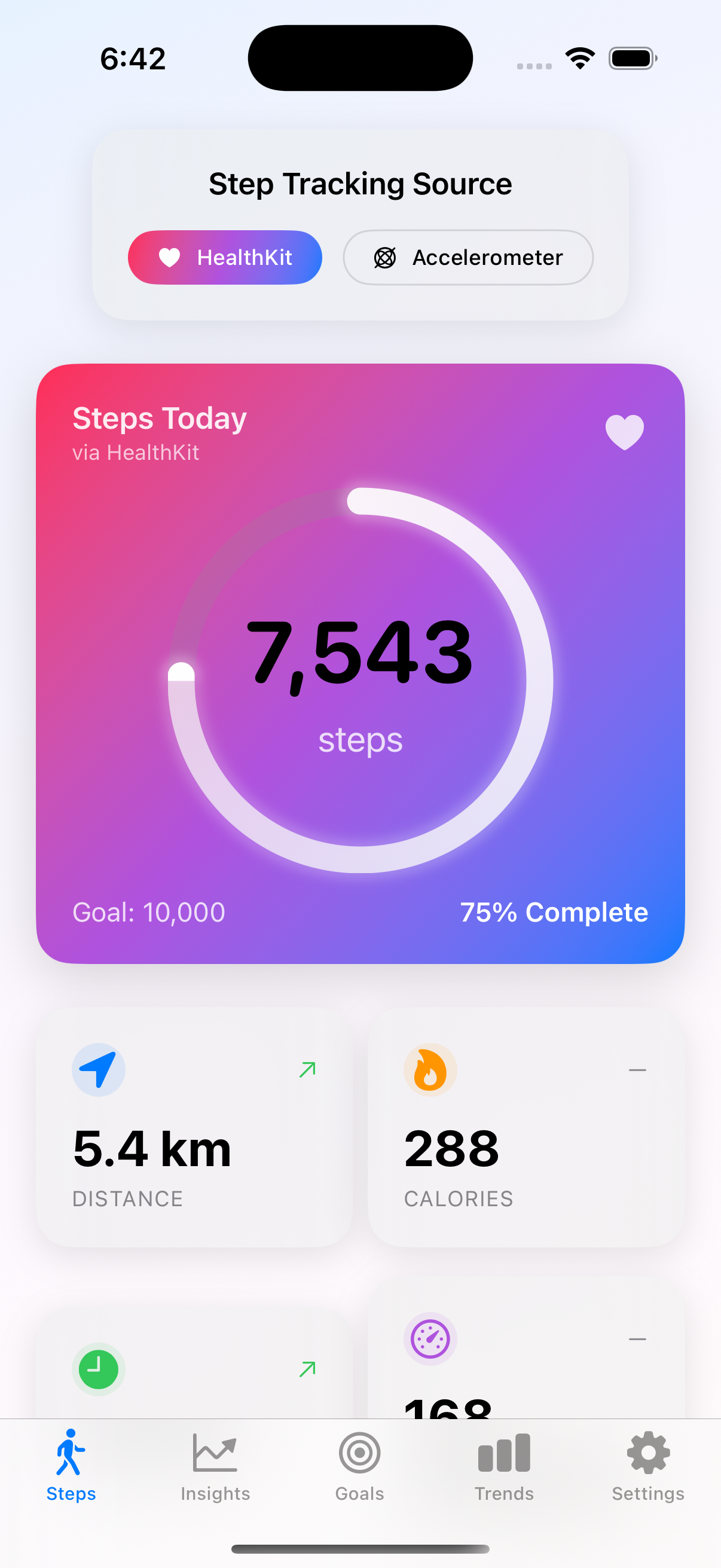 Movic Steps App - Main Screen